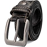 HOLMANSE Mens Belts Full Grain Leather Real Italian Material Western Cowboy Belt 1.5 Wide Casual Jean Belt Gift Box Packaging