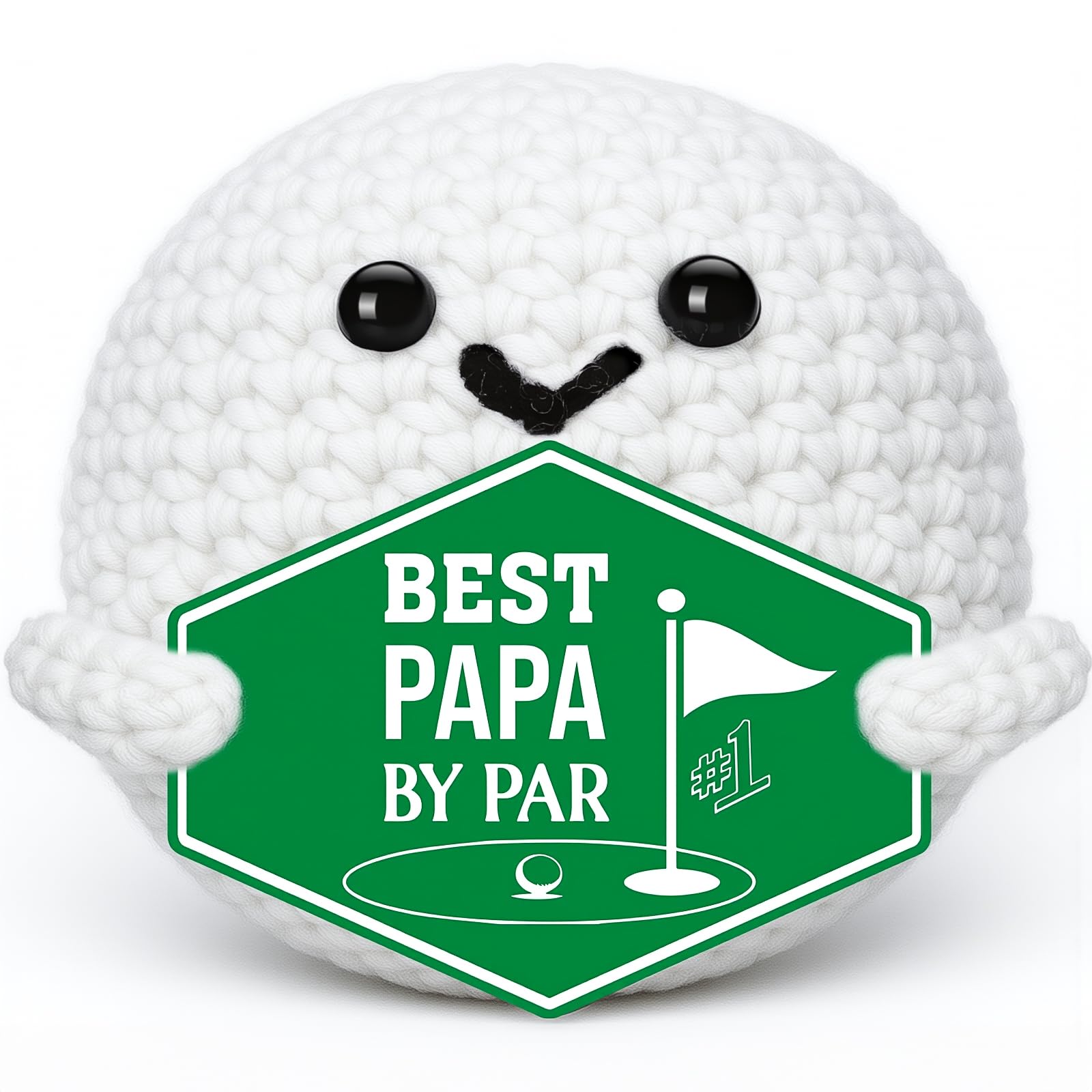 XgiftCreat Gifts for Papa Birthday Fathers - Best Papa by Par, Funny Father's Day Christmas Birthday Handmade Knitted Crochet Golf Ball Present for Men Golfers Grandpa Grandfather from Granddaughter
