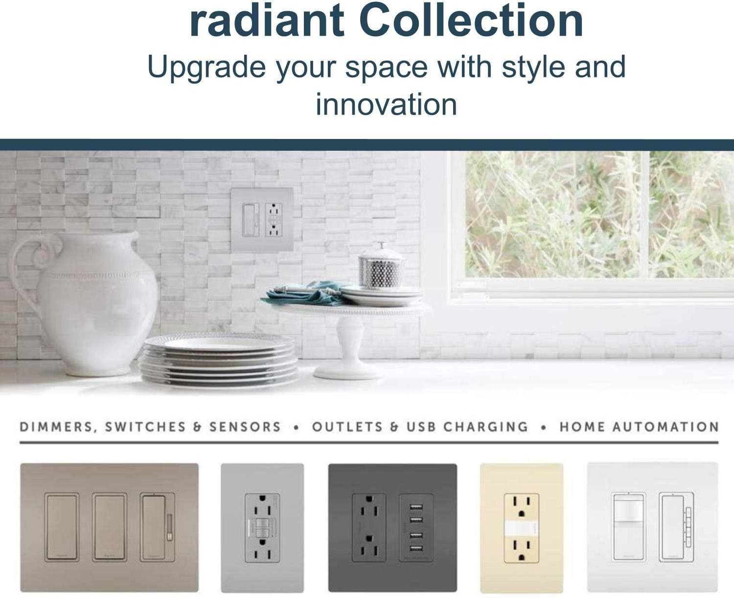 Legrand radiant Adjustable LED Night Light Outlet, Nightlight Electrical Outlets, Tamper Resistant, Safe for Kids, White, NTL885TRWCC6 - - 