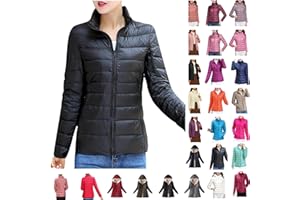 JEGULV Puffer Jacket Womens 2025 Winter Warm Lightweight Down Coats Lightweight Slim Fit Zip Up Jacket Short Duck Down Coats