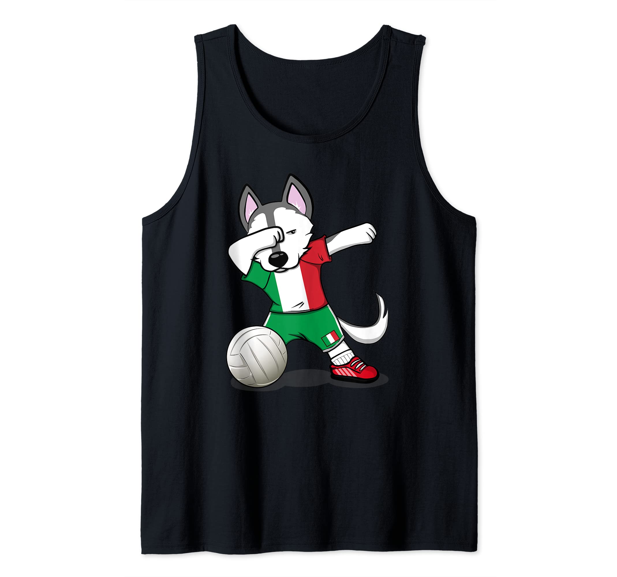 Dabbing Husky Italy Volleyball Fans Jersey - Italian Flag Tank Top