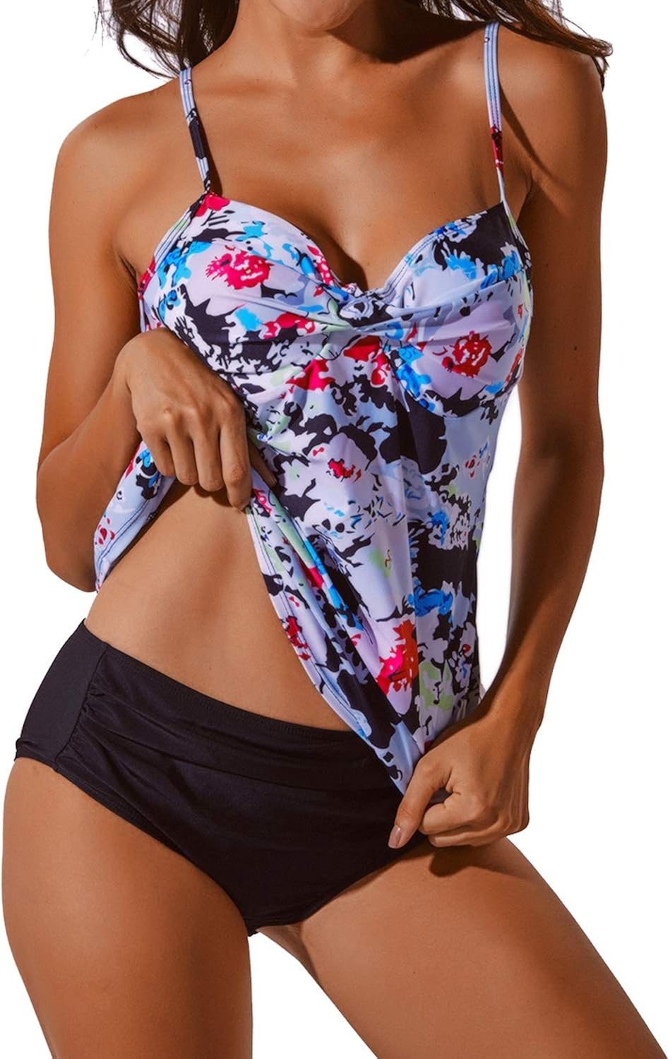 CROSS1946 Women's Padded Push Up 2 Pieces Tankini Sets Printed
