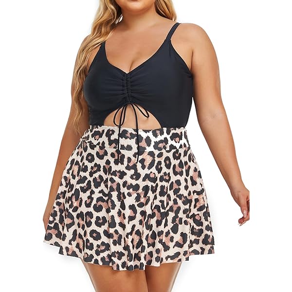 PERONA Women's Plus Size Swimdress - Floral One Piece Bathing Suit With Skirt