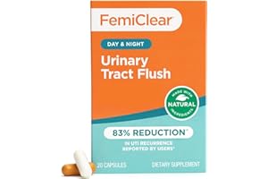 FemiClear Daily Urinary Tract Flush | Day & Night Urinary Support | D-Mannose Supplement | Urinary Tract Health Supplement | 20 Capsules