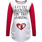 Women's Maternity Tops Valentine's Day Cute Announcement Pregnancy Long Sleeve Shirt