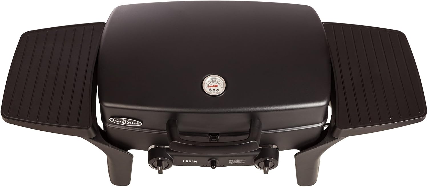 review Fire Sense Urban Portable Gas Grill | Cast Aluminum | 2 Burners | 13700 BTU Output | Uses 1 Pound Propane Tank | Ideal for Camping, Tailgating, Outdoor Cooking, RV, Home Grilling