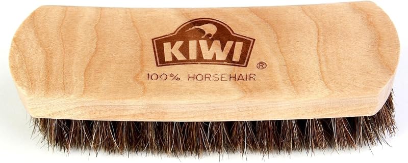 KIWI Horsehair Shoe Shine Brush - Soft Natural Bristles, Wooden Handle