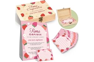 DEANHOT Strawberry Memory Time Capsule Box, Baby 1st Birthday Party Table Card with 50 Cards 1 Time Capsule Sign, Babe Memorial Time Capsule Box for First Birthday, Baby Shower Time Capsule Boxes