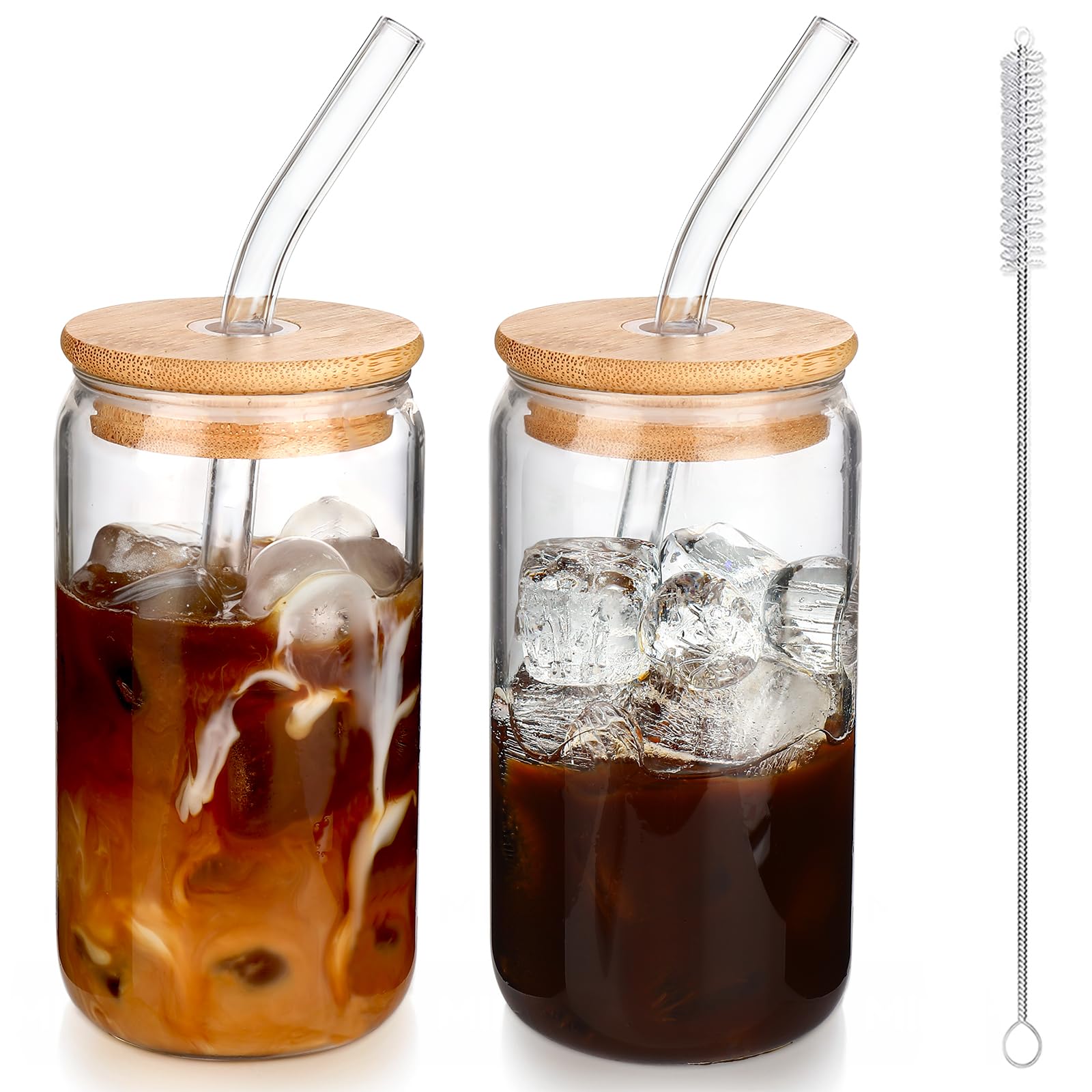 Photo 1 of * only comes with one cup *
DWTS DANWEITESI Iced Coffee Cups with Lids 2 pcs,16 oz Glass Cups with Lids and Straws as Coffee Bar Accessories,Beer Drinking Glasses,Reusable Glass Tumbler,Cute Coffee Cups for Coffee, Juice, Gifts