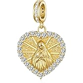 Lieditia Virgin Mary Charm 925 Sterling Silver Christian Charm Plated Catholic Jewelry Gifts For Women