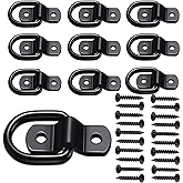 D Ring Tie Down Anchor 1/4" Heavy Duty Trailer Anchor Lashing Rings 2400 lbs Capacity Trailers Trucks Bed Anchors Bracket Hooks Kit for SUV,RV,Camper,Van,Car,Boats, Motorcycles Surface Mount (Black)