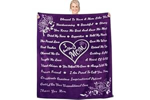 BAINGESK Gifts for Mom, Mothers Day Blankets Gifts for Mom from Daughter Son, Ideas Gifts for Mom on Mothers Day, Christmas and Other Holidays, I Love You Mom Blankets Birthday Gifts 65" x 50"(Purple)