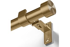 Wolistsa Brass Gold Curtain Rod 34 to 92 Inch, Brushed Warm Gold 1 Inch Adjustable Heavy Duty Curtain Rods for Windows, Decor