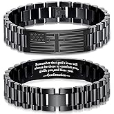 GLEZZA Easter Basket Stuffers-Bracelets for Men American Flag Cross Bible Verse Bracelet Christmas Birthday Christian Gifts for Dad Daddy New Dad,Adjustable Size
