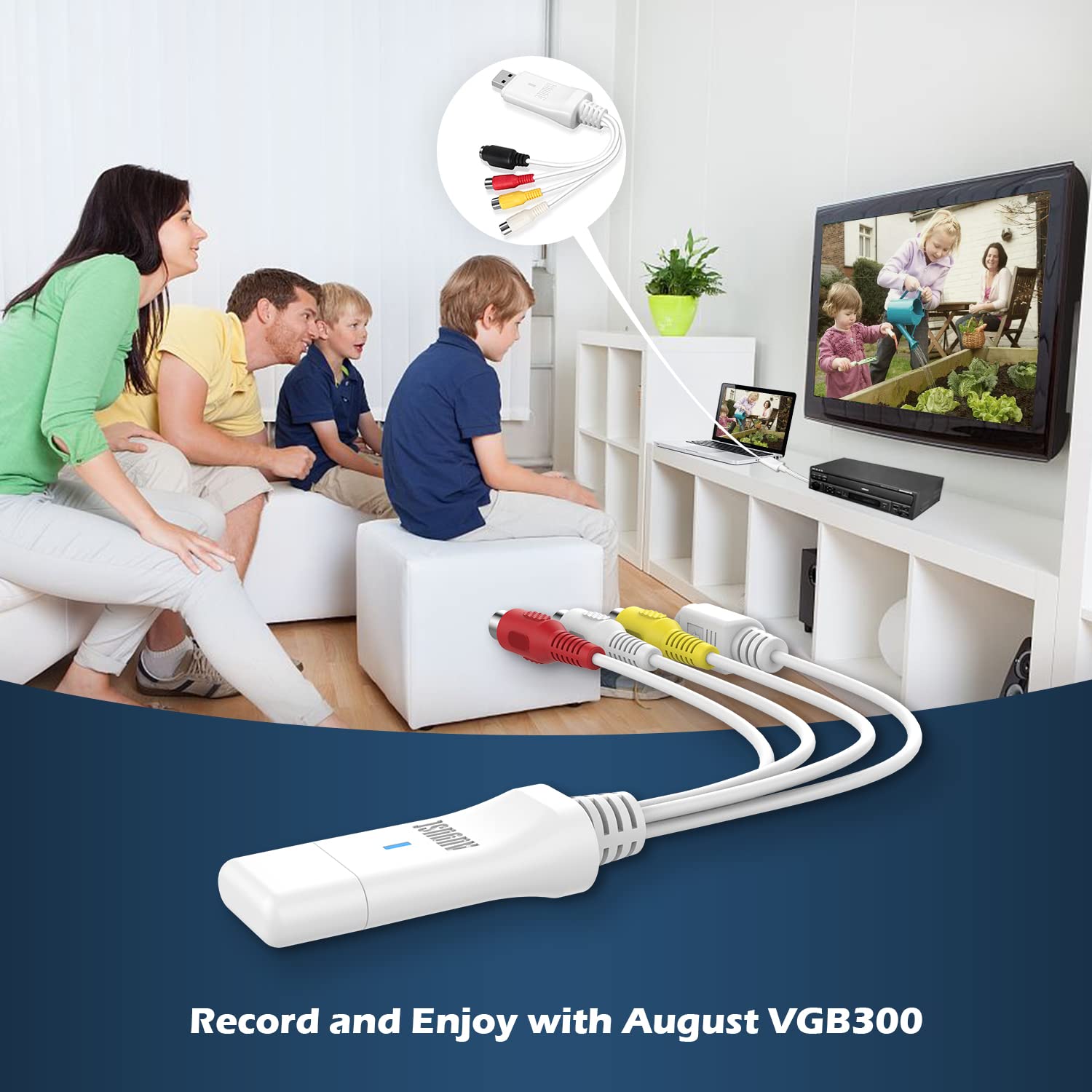 August External USB Video Capture Card VGB300 - Transfer VHS Home Videos to Mac OS and PC Windows - S-Video and Composite in