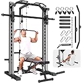 OPPSDECOR All-in-One Adjustable Smith Machine with LAT-Pull Down System | Multi-Function Power Cage for Home Gym Cable Crossover Squat Rack of Workout Machine Training Equipment with Attachments