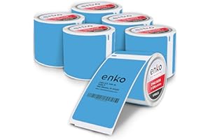 ENKO PRODUCTS enKo [6 Rolls, 1800 Direct Thermal Labels] Blue/Cyan Compatible Colored for Dymo Labels 30256 - Stickers Label (2-5/16 x 4") Use with Dymo, Rollo Thermal Printer as Shipping & Mailing Labels
