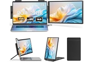 Pornitor Laptop Screen Extender, 14" FHD 1080P IPS Laptop Monitor Extender with USB C/HDMI Port, Plug and Play Dual Screen Portable Extended Monitor for 14"-16.5" Laptops