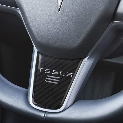 Basenor Tesla Model 3 Steering Wheel Cover Car Carbon Fiber Sticker Steering Wheel Decoration Case Accessories For Tesla Model 3