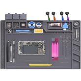 Dorisun Soldering Station Soldering Mat for Electronics Repair 17.7"x11.8" | Silicone Soldering Mat 932&deg;F Heat Resistant, Magnetic Screw Tray, Solder Mat for BGA, Watch Phone Computer Laptop, PCB Repair