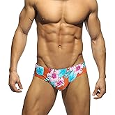 MIZOK Men's Ployester Swimsuit Bikini Briefs with Adjustable Drawstring