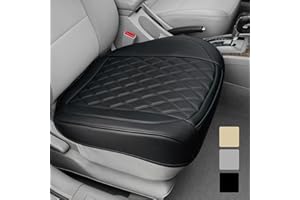 BEITK 1 Pack Leather Front Car Seat Cover Bottom Car Seat, Anti-Slip and Full Wrap Driver Car Seat Protectors, Luxury Waterproof Bottom Auto Seat Cushion Pad Mat for Most Vehicles(Black)
