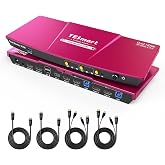 TESmart USB 3.0 HDMI KVM Switch 2 Monitors 2 Computers 4K@60Hz, Dual Monitor KVM Switch HDMI 2 Port Extended Display, Audio&amp;Microphone, EDID Emulators, Hotkey Switch, Button Switch with Input Cables