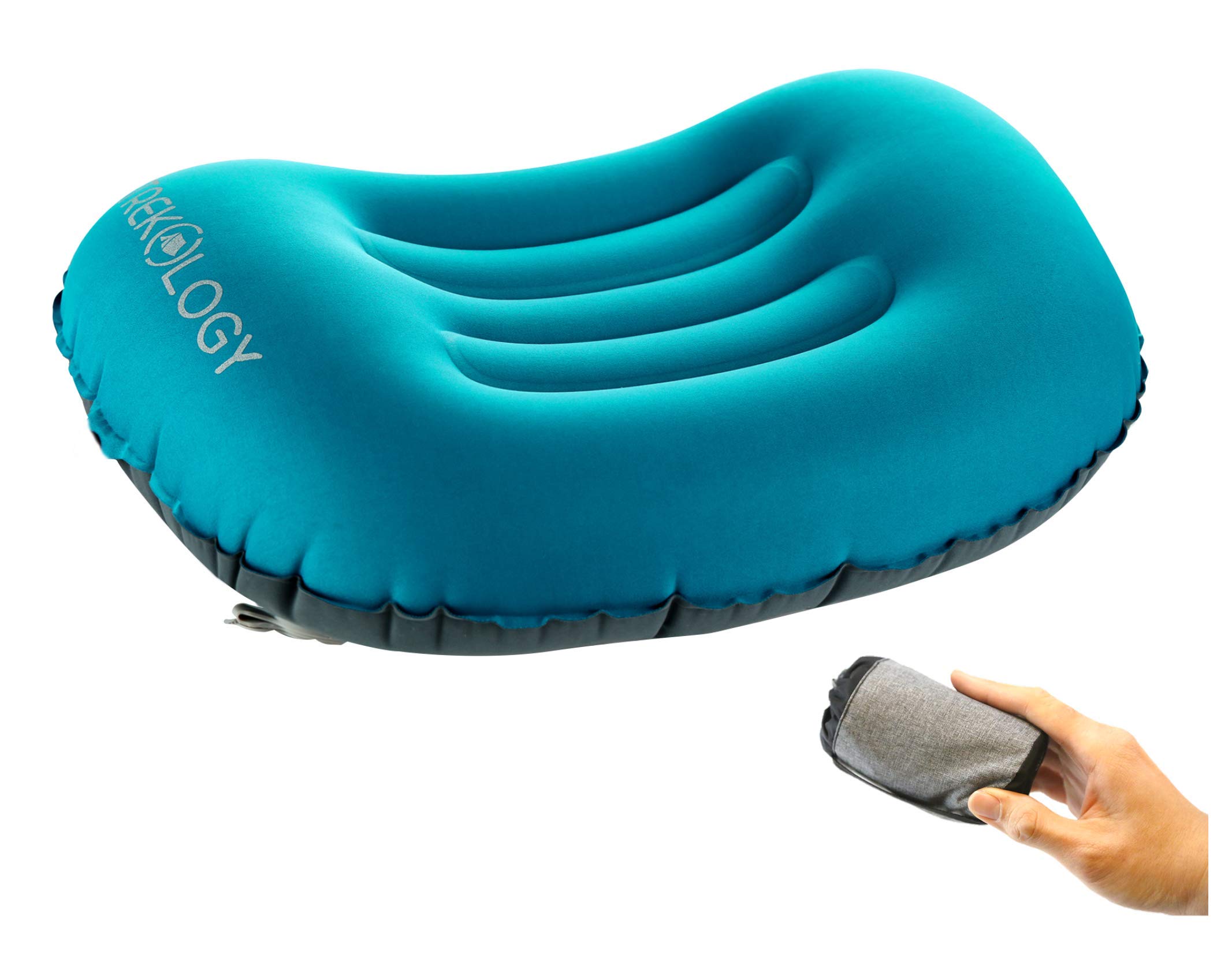 TREKOLOGY Ultralight Inflating Travel/Camping Pillows - Compressible, Compact, Inflatable, Comfortable, Ergonomic Pillow for Neck & Lumbar Support and a Good Night Sleep while Camp, Backpacking
