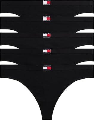 Women 5 Pack Thong White (Black/Black/Black/Black/Black) XL