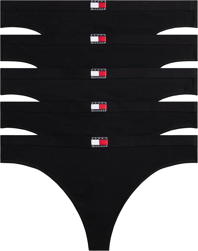 Women 5 Pack Thong White (Black/Black/Black/Black/Black) XL