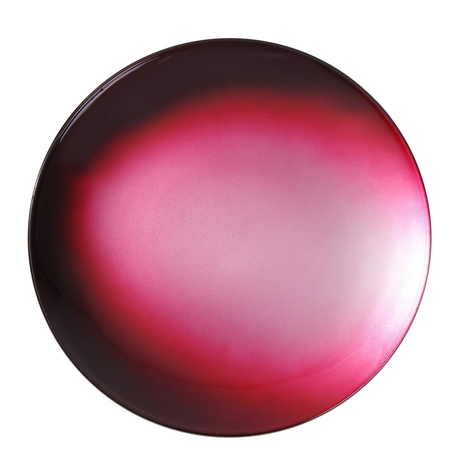 Syosaku Japanese Urushi Glass Flat Dinner Plate Φ11-inch Gradation Red, Dishwasher Safe