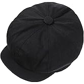 Lusofie Black Flat Cap for Men - Adjustable Newsboy Cap for Men Newsies Cabbie - Winter Irish Paperboy Newsboy Hats