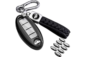 LORYVAN for Nissan Key Fob Cover Soft TPU 360 Degree Protection Key Case with Leather Keychain for Nissan Altima Maxima Murano Rogue Sentra 370z Pathfinder Smart Remote 2/3/4/5 Button Black