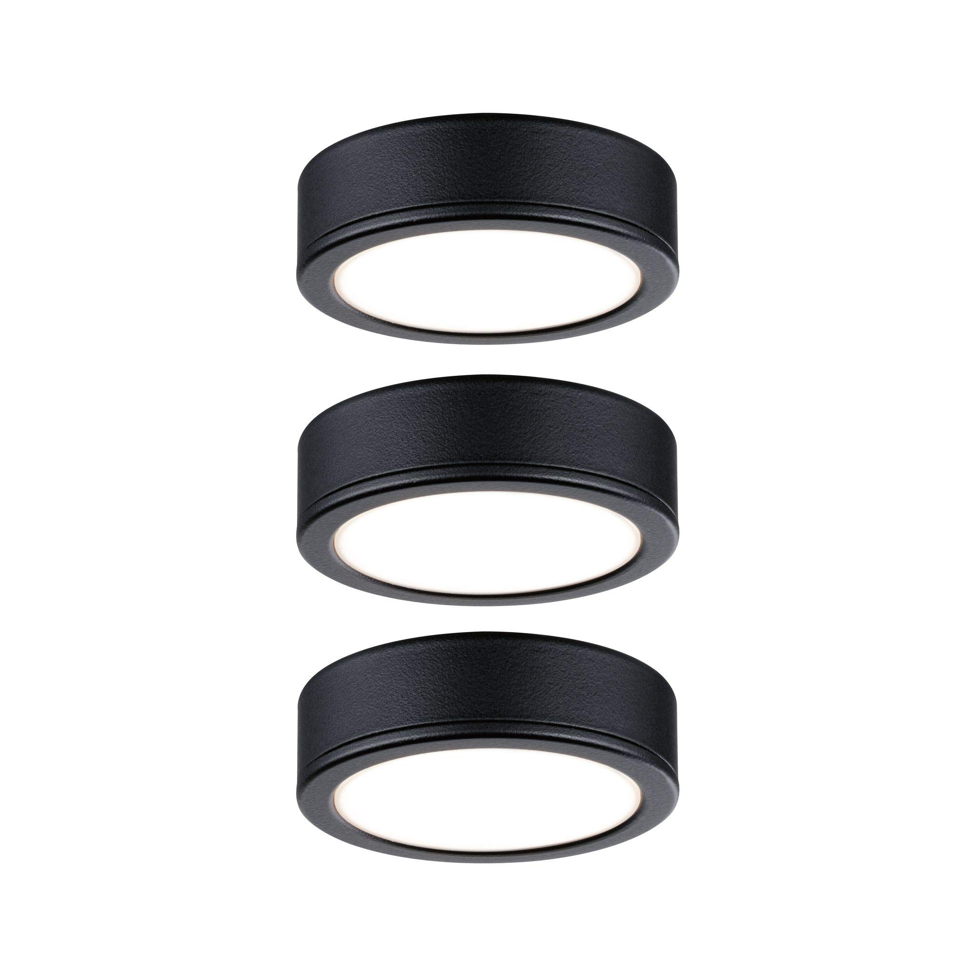 Paulmann 99990 Pukk LED furniture luminaire set round incl. 3x3.5W cabinet luminaire black plastic 2700K
