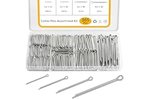 SVLING Cotter Pin Assortment Kit 365 Pcs, 304 Stainless Steel 4 Sizes Cotter Pins, Hardware Pins for Automotive Trailer Lawnmower Truck Farm Tractor