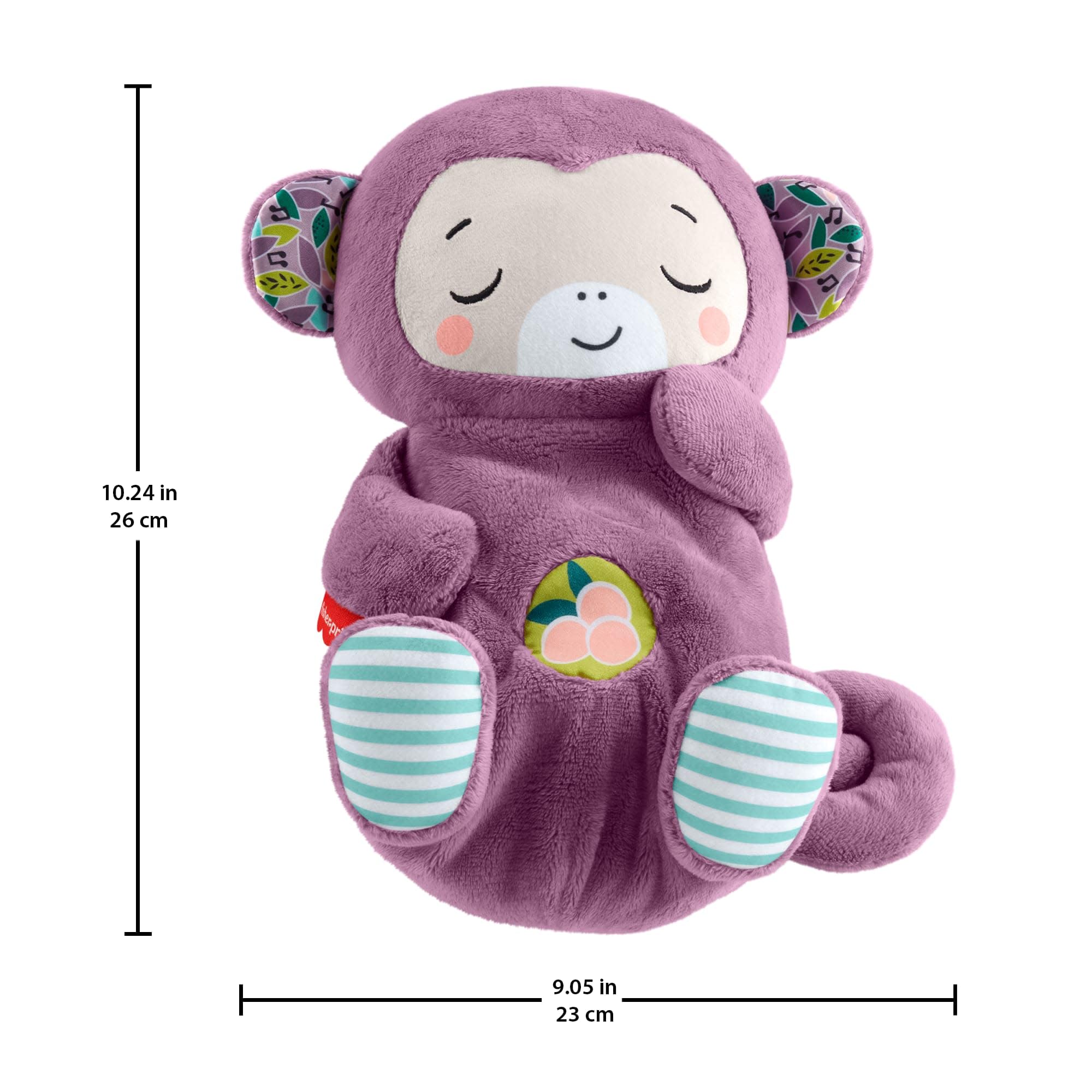 Fisher-Price Baby-Spielzeug Lila Schlummer-Affe, tragbare Plüsch-Spieluhr mit Atembewegungen und Lichtern für Neugeborene ab einem Alter von 0 Monaten, JLH41 2