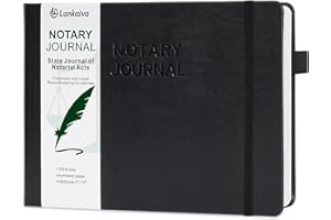 LANKAIVA Notary Journal Log Book - 10"X7" Executive Hardcover Notary Log Book with Numbered Pages, Notary Public Journal for Notarial Acts - Notary Supplies with Privacy Guard, Black