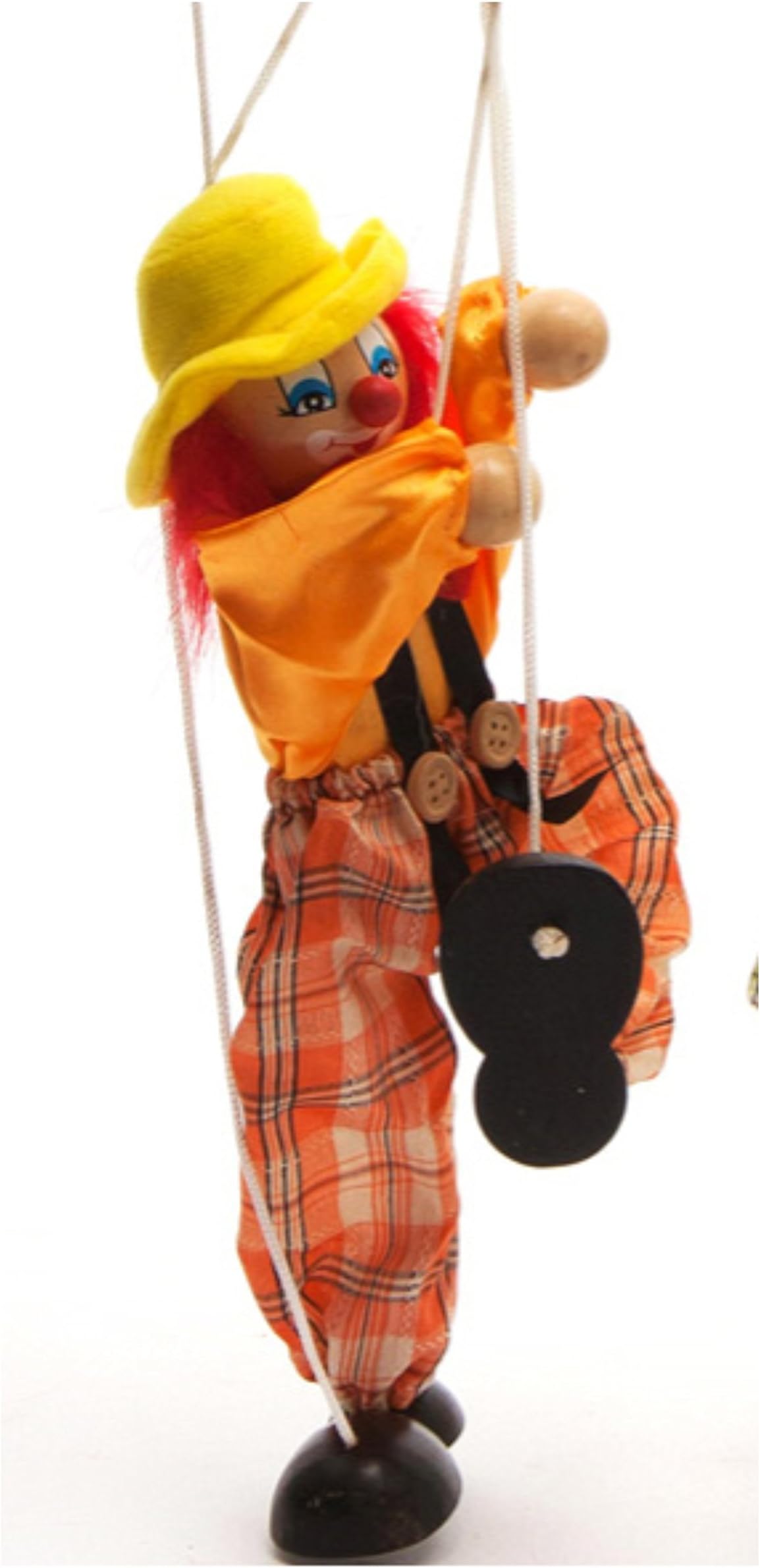 Sparik Enjoy Clown Hand Marionette Puppet Children's Wooden Marionette Toys Colorful Marionette Puppet Doll Parent-Child Interactive Toys-Yellow