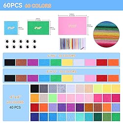 ABEJFIC 60PCS Felt Fabric Sheets Craft Kit - 4"x