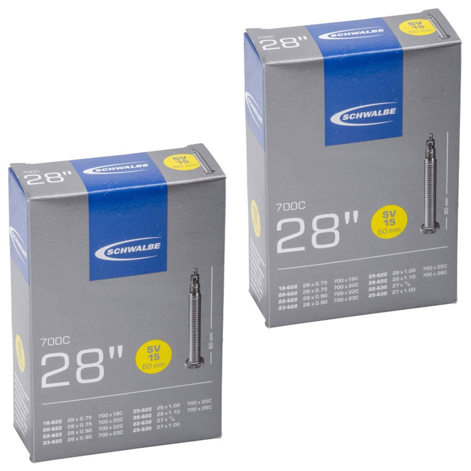 Schwalbe 700 x 18-28c Road Bike Inner Tubes - Presta 60mm Long Valve (Pair)