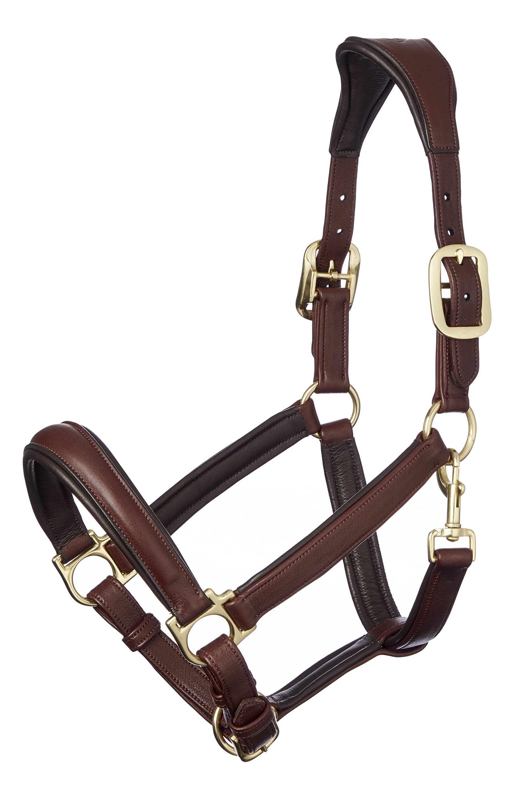 LeMieux Anatomic Headcollar for Horses in Brown - Padded Leather & Metal Fittings - Adjustable - Full