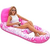 SLOOSH Inflatable Pool Floats Lounger Adult, Pool Float Lounge Raft Floaties Water Floating Recliner Chair with Cup Holders Foot Rest Swimming Floaty