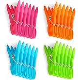 Colorful Plastic Clothespins, Heavy Duty Laundry Clothes Pins Clips(24PCS) | Non-Slip Clips for Hanging Clothes,Towels,Crafts,Picture Clips Food Package Clips