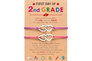 PINKDODO First Day of Bracelets Set for 2 Matching Wish Bracelets Back to School Gifts