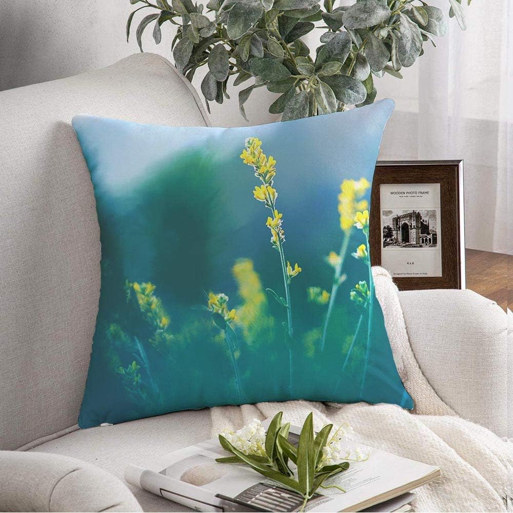 Pillow Case Meadow Beautiful Yellow Flowers Plant Season On