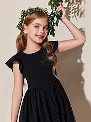 Haloumoning Girls Tutu Dress Ruffle Short Sleeve