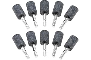 dophee 10Pcs 20mm Cylindrical Shape Aluminum Oxide Mounted Grinding Stones Rotary Grinding Bits with 1/4" Hex Shank for Electric Rotary Tools Drill Grinder