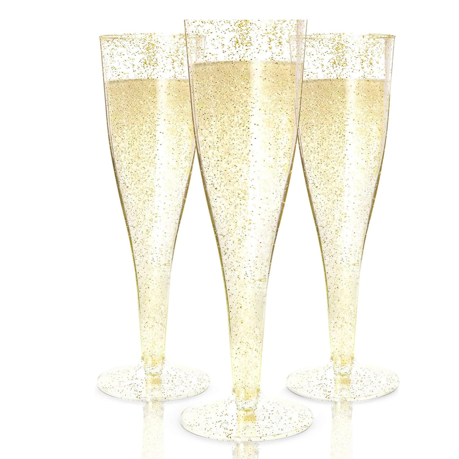 Photo 1 of Prestee 24 Plastic Champagne Flutes - Gold Champagne Flutes Plastic - Gold Disposable Mimosa Flute - Party Supplies - Disposable Cocktail Glasses - Mimosa Bar, Wedding, Shower Party