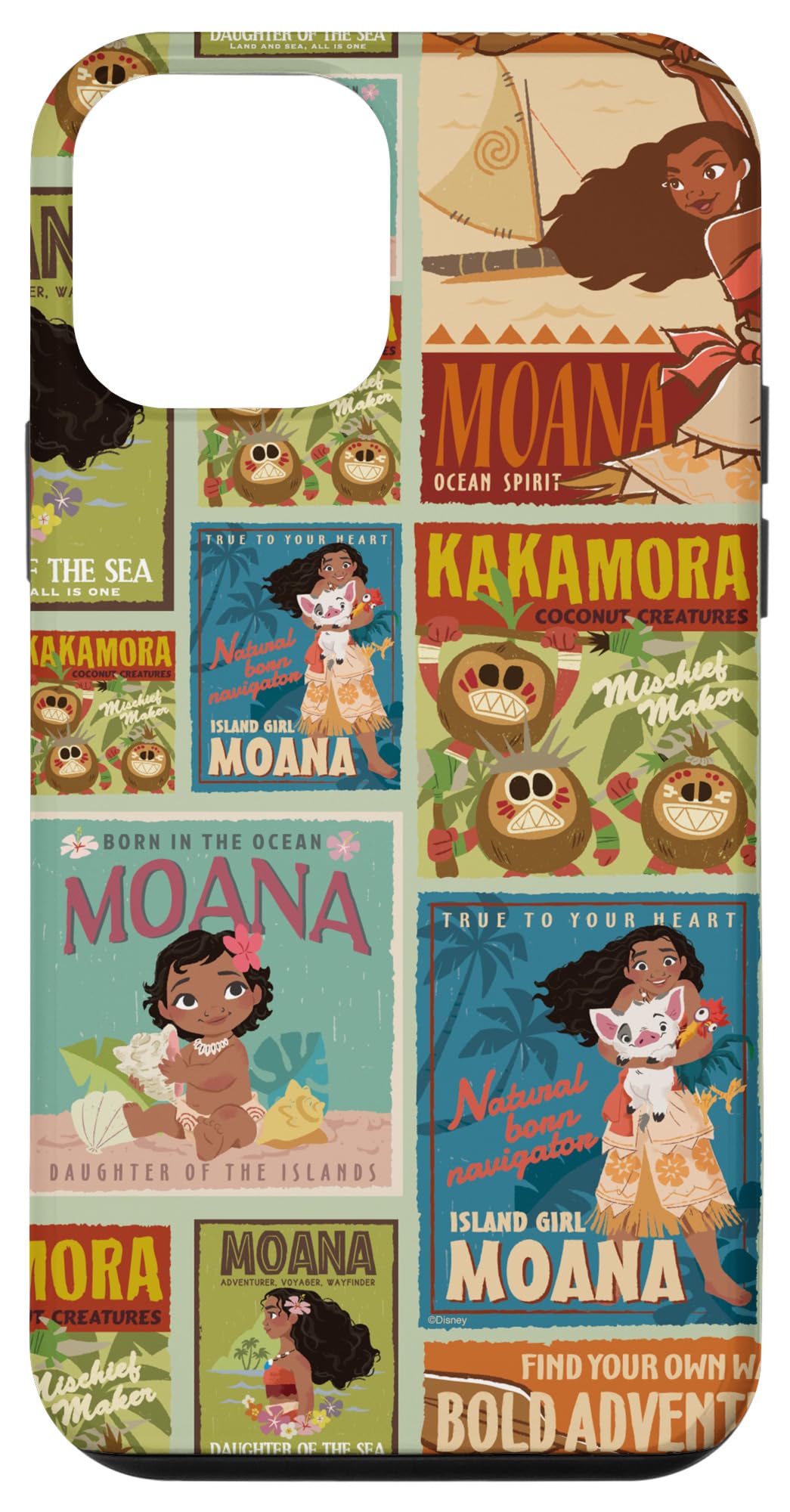 Disney Moana and Kakamora Retro Vintage Style Art Collage Case for iPhone 12 mini