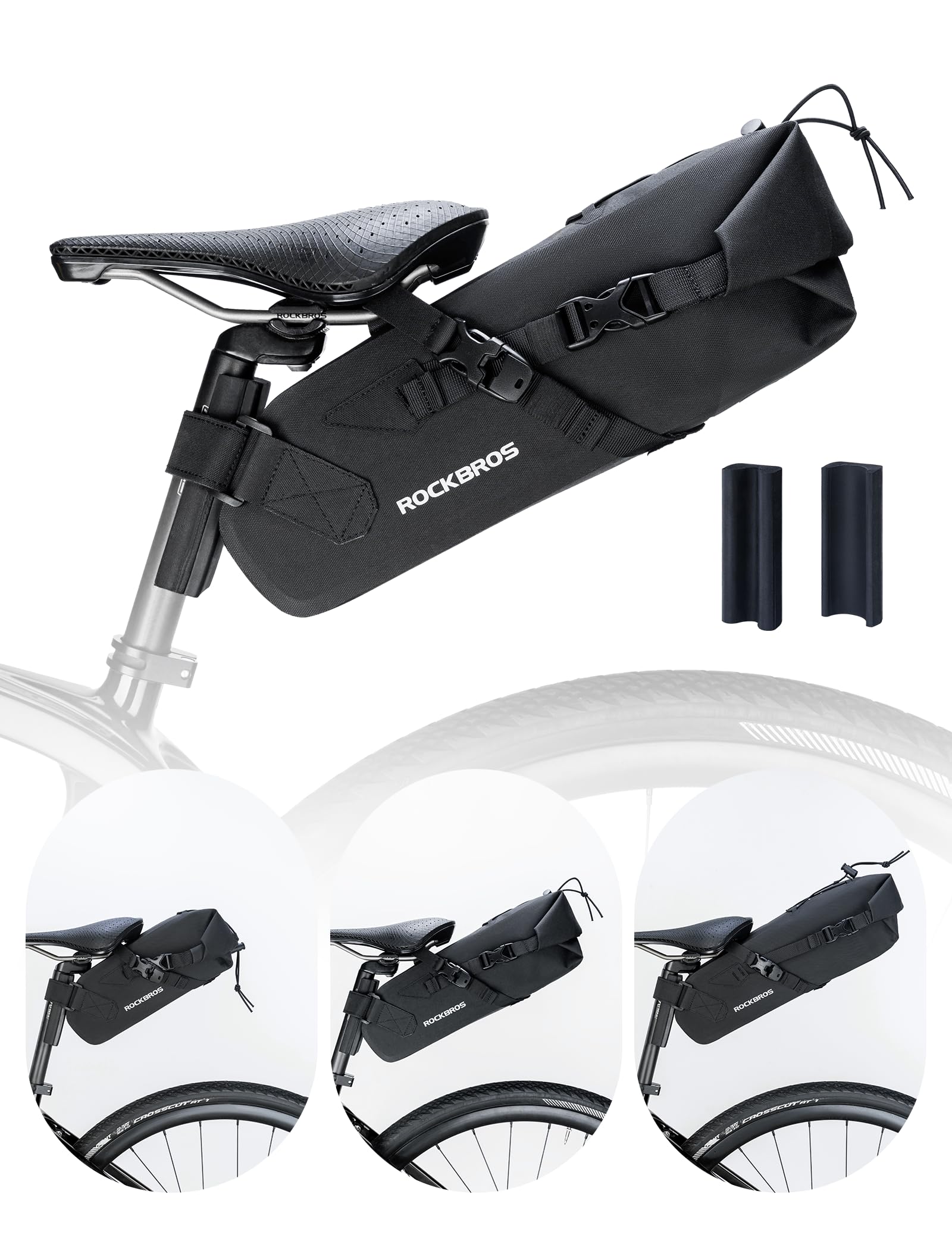 ROCKBROS Bikepacking Saddle Bag 3-5L Bicycle Pack 100% Waterproof Bag for Outdoor Cycling Mountain, Road, Gravel and E-Bikes